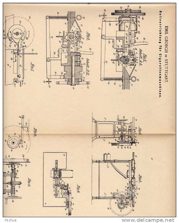 Original Patentschrift - E. Georgii In Stuttgart , 1900 , Cigarettenmaschine , Cigaretten !!! - Documentos