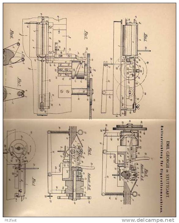 Original Patentschrift - E. Georgii In Stuttgart , 1900 , Cigarettenmaschine , Cigaretten !!! - Documentos