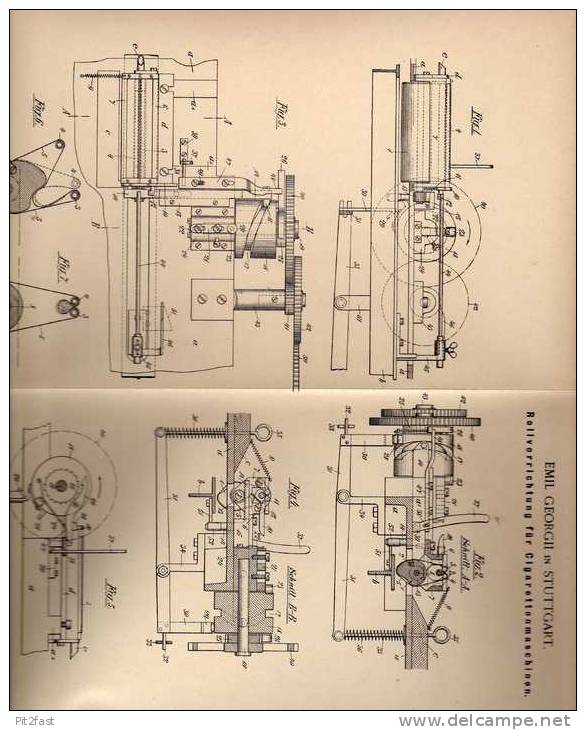 Original Patentschrift - E. Georgii In Stuttgart , 1900 , Cigarettenmaschine , Cigaretten !!! - Documents