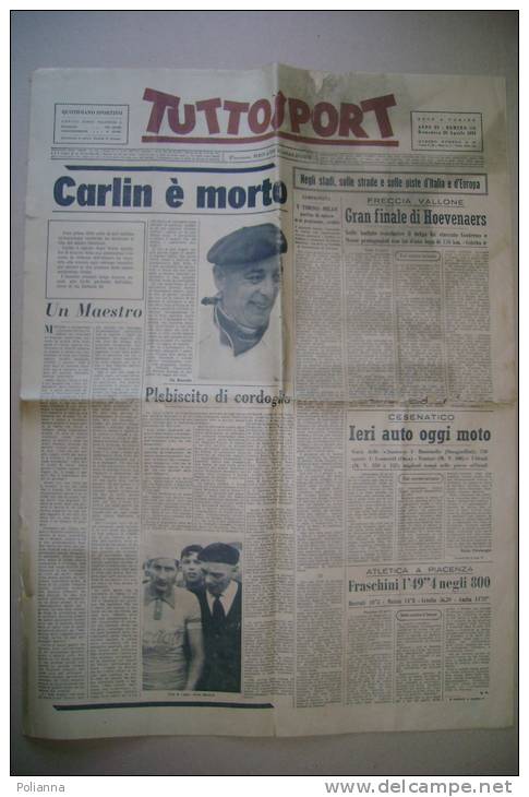 PEU/16 TUTTOSPORT 26 Aprile 1959/MORTE CARLIN/BARTALI/CALCIO - Deportes