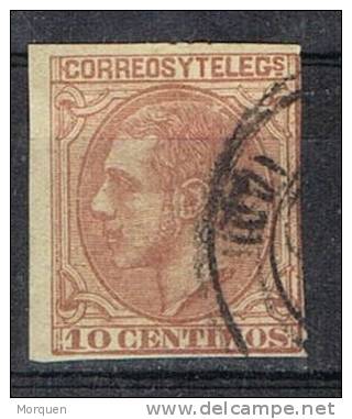 Sello 10 Cts Alfonso XII, Rosa Carmin Oscuro 1879, Num 202a º - Gebraucht