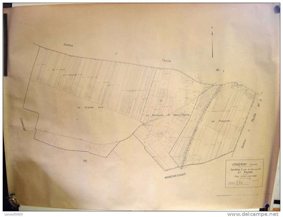 Plan Du Cadastre 1/2000 Révisé 1934 COUDRAY LOIRET FRANCE MAISONCELLE 3 Eme Feuille - Topographische Kaarten