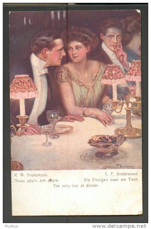 IMPERIAL  RUSSIA , THE ONLY TWO AT DINNER , SIGNED BY  UNDERWOOD , OLD  POSTCARD - Underwood, Clarence F.