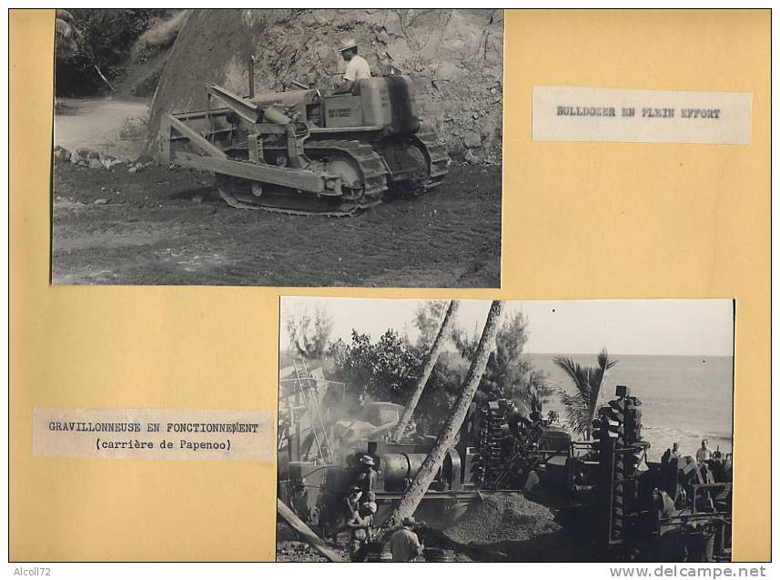 Album  60 Photos : TAHITI - Travaux Des Ponts, Maisons, Collège, Institut Recherche,routes,bulldozer De 1949 à 1951 , Ca - Albums & Collections