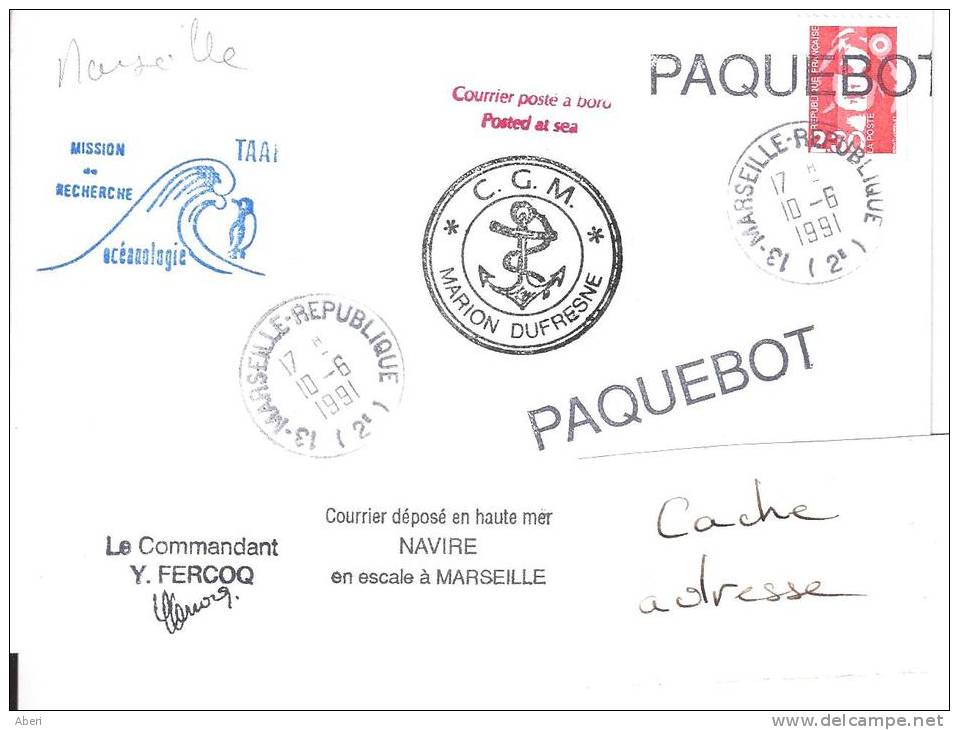 8394  MARION DUFRESNE - ESCALE à MARSEILLE - Lettres & Documents