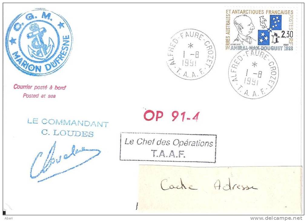 8398  MARION DUFRESNE - OP 91-4 - CROZET - Lettres & Documents