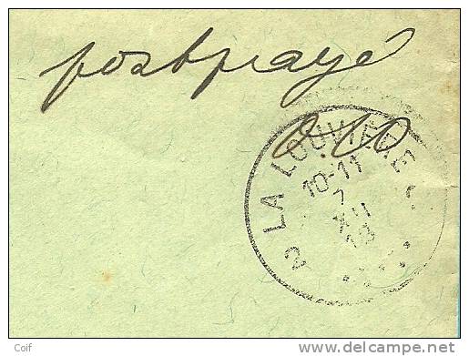 Brief Met Stempel LA LOUVIERE Met Pen Geschreven PORT PAYE (noodstempel) - Foruna (1919)