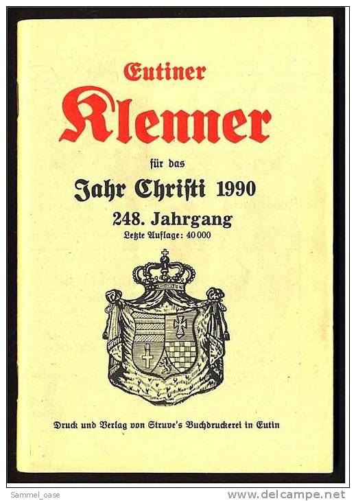 Eutiner Klenner Für Das Jahr Christi 1990 , Kalenderdarium Mit Mondauf- Und Untergangszeiten , Mondphasen - Calendars