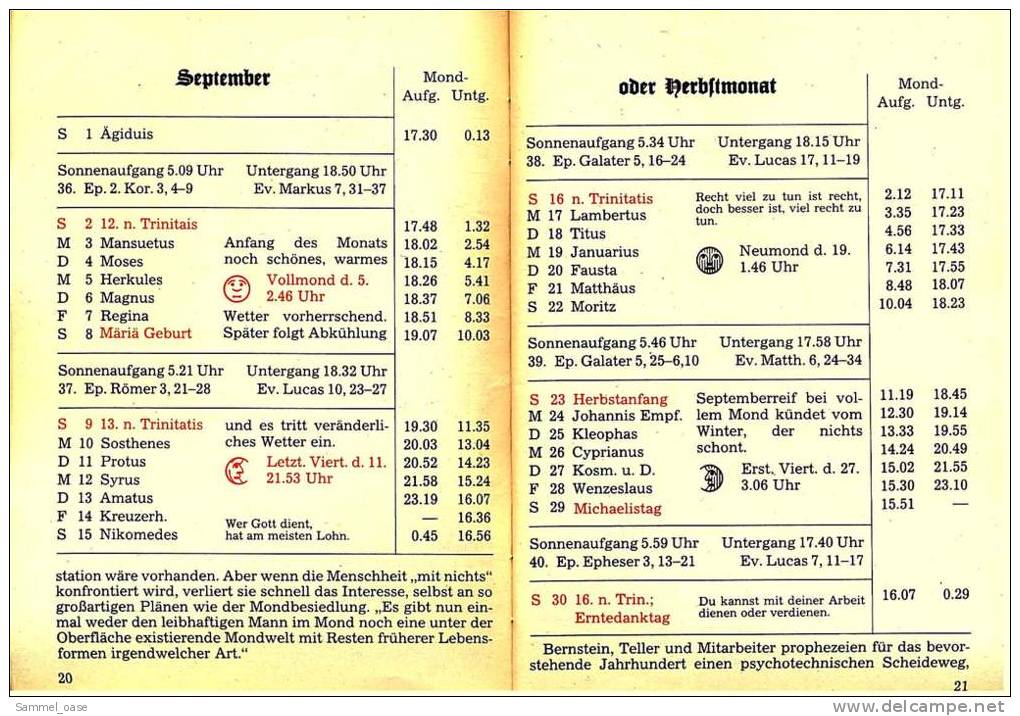 Eutiner Klenner Für Das Jahr Christi 1990 , Kalenderdarium Mit Mondauf- Und Untergangszeiten , Mondphasen - Calendars