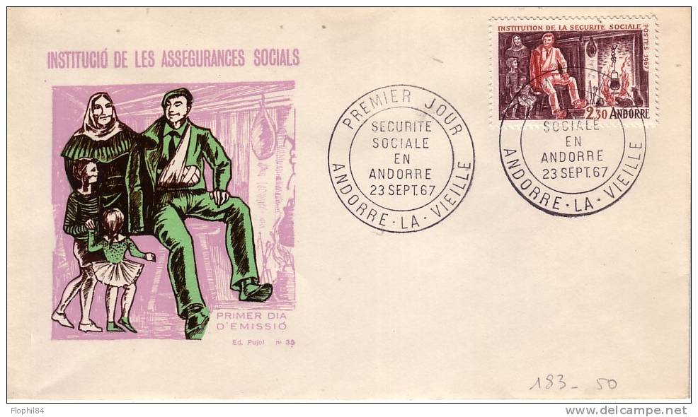 ANDORRE-SECURITE SOCIALE 23 SEPTEMBRE 1967. - FDC
