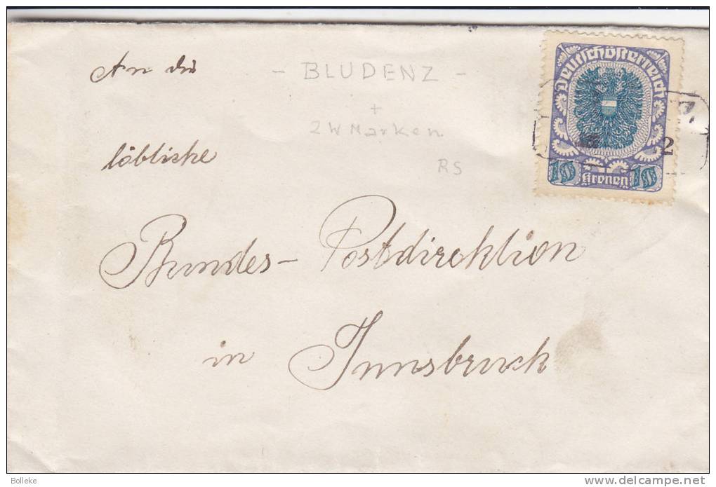 Autriche - Lettre Avec Griffe " Bludenz "  - Avec  2 Vignettes Au Verso - Lettres & Documents