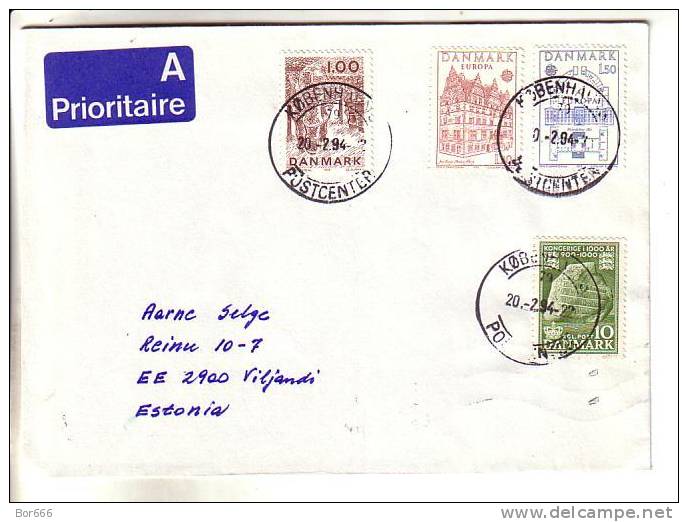 GOOD Postal Cover DENMARK To ESTONIA 1994 - Nice Stamped: Europa; Stone; Fishing - Lettres & Documents