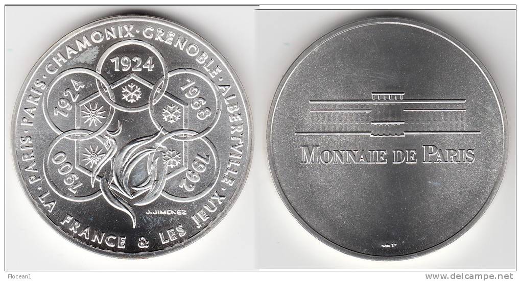 **** MEDAILLE JEUX ALBERTVILLE 1992 - MONNAIE DE PARIS (SOUS CAPSULE) - ARGENT - SILVER - NEUVE **** EN ACHAT IMMEDIAT - Autres & Non Classés