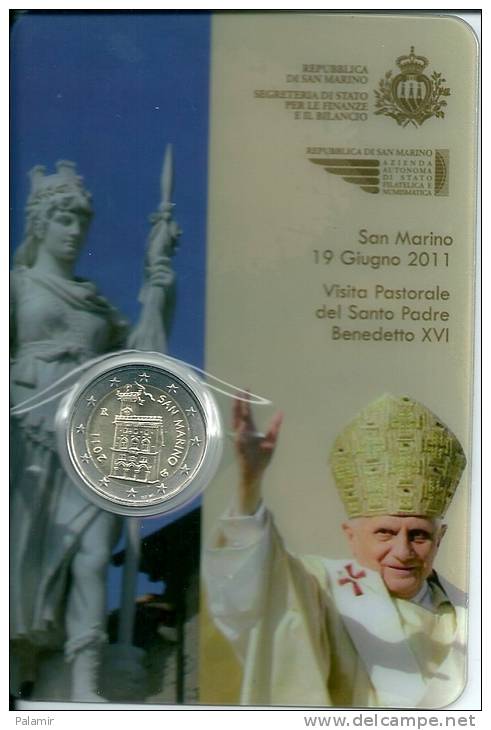 San Marino 2 Euro Coincard 2011  Papal Visit - San Marino