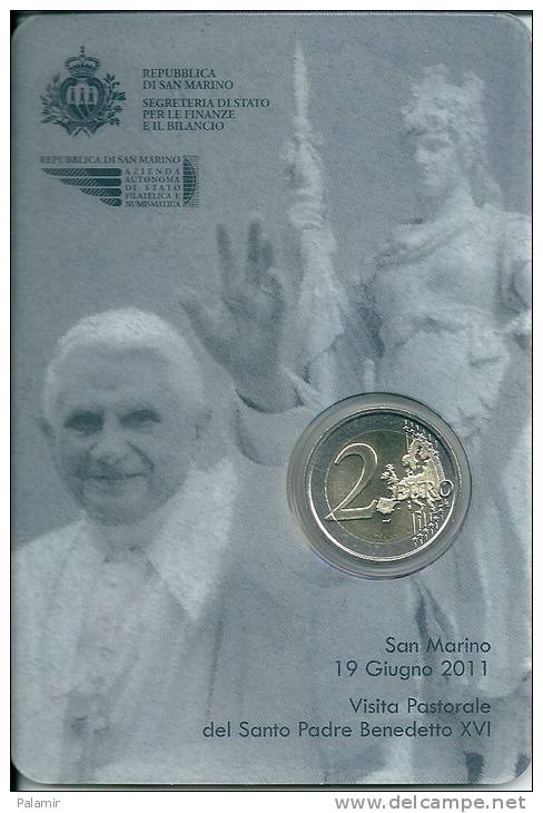 San Marino 2 Euro Coincard 2011  Papal Visit - San Marino