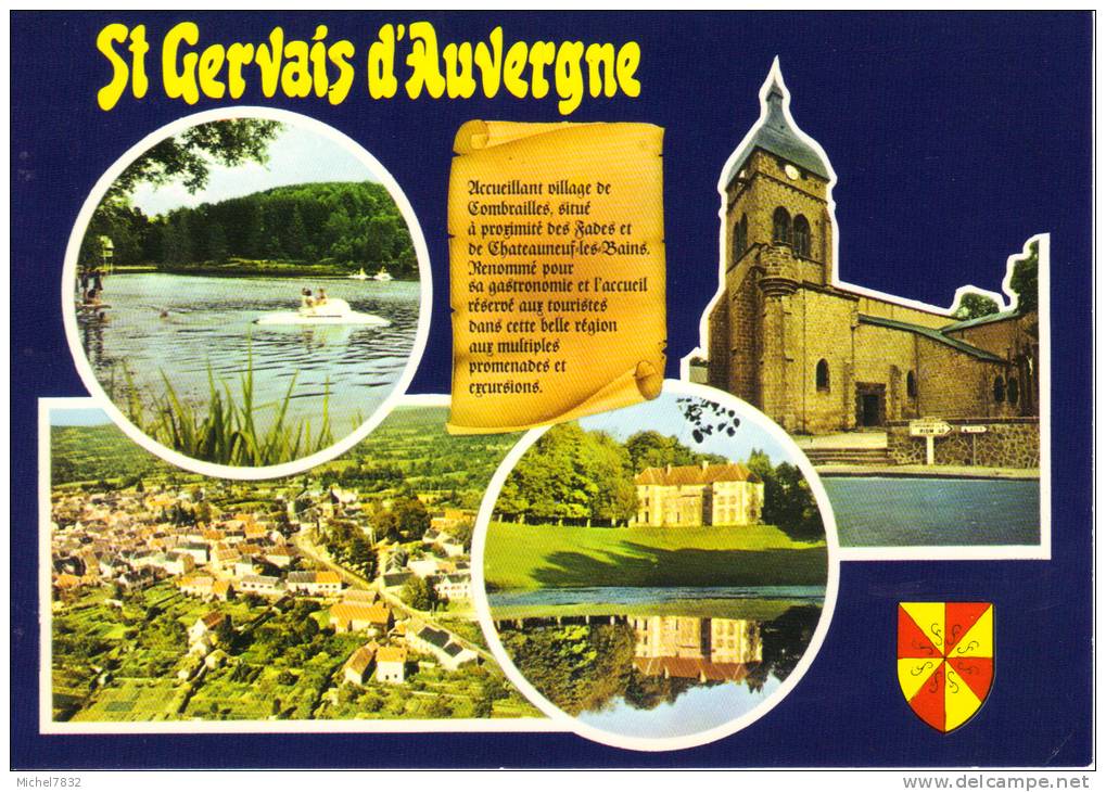 St Gervais D'Auvergne L'étang Des Ouches L'église Vue Aérienne Le Château - Saint Gervais D'Auvergne