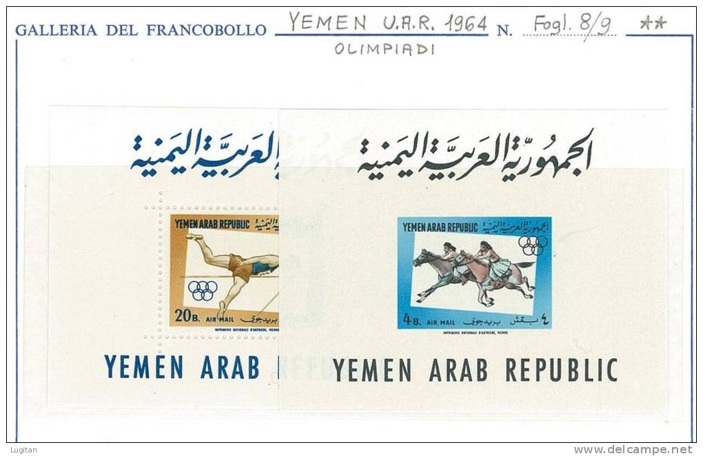 FILATELIA  - OLIMPIADI TOKYO  1964 - YEMEN Y.A.R.  - Y&T 2 BF 8/9 LOTTO NUOVO ** MNH - Summer 1964: Tokyo