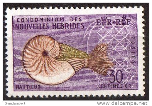New Hebrides 1963 French Admin. 30c Nautilus MNH SG F117 - Other & Unclassified
