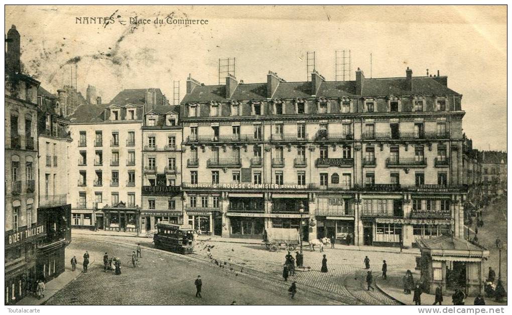 CPA 44 NANTES PLACE DU COMMERCE 1908 - Nantes