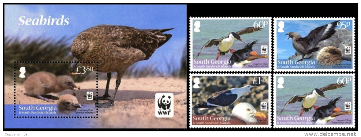 (099+103) Falkland Isl. / South Georgia  WWF Birds / Oiseaux / Vögel / Vogels **  / Mnh  Michel 556-59 + BL 23 - Südgeorgien