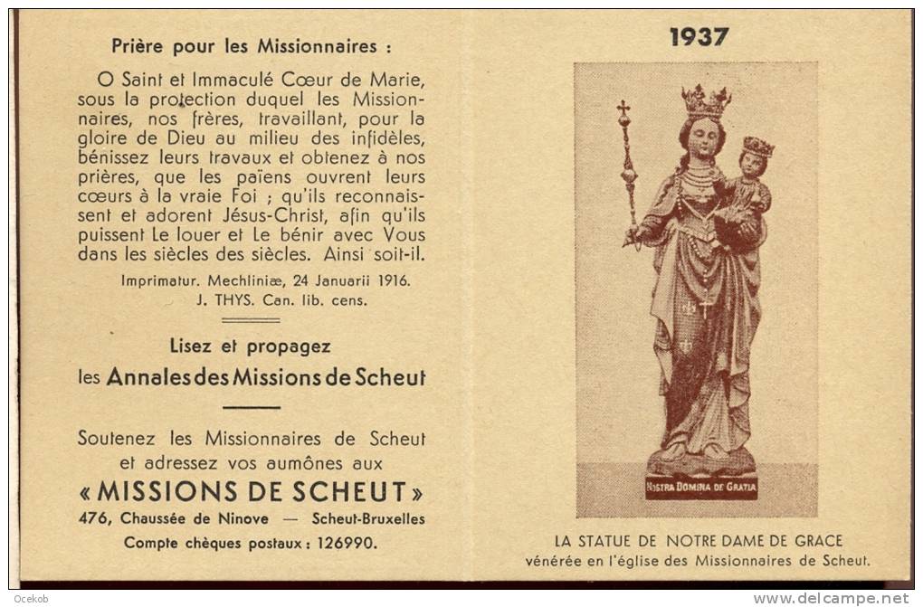 Kalender - Notre Dame De Grace - 1937 - Petit Format : 1921-40