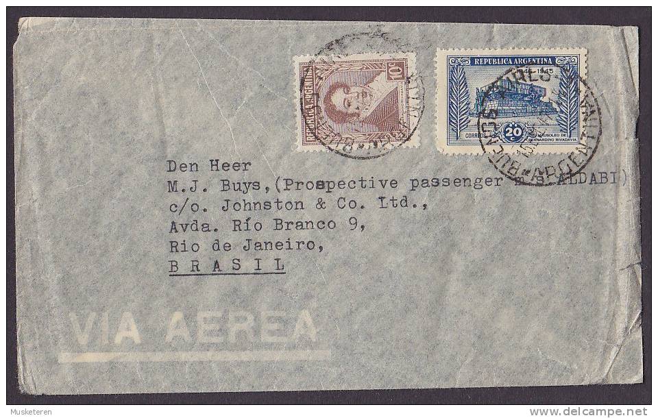 Argentina Airmail Via Aerea AGENCA De La LINEA Rotterdam - Sud America BUENOS AIRES Cover To RIO DE JANEIRO Brazil - Luftpost