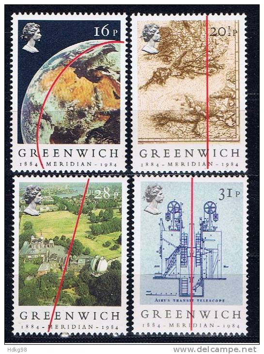 GB+ Großbritannien 1984 Mi 993-96 Mnh Greenwich: Null-Meridian - Ungebraucht