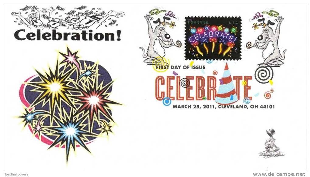 Neon Celebrate First Day Cover, W/ Digital Color Pictorial Cancel, From Toad Hall Covers! - 2011-...