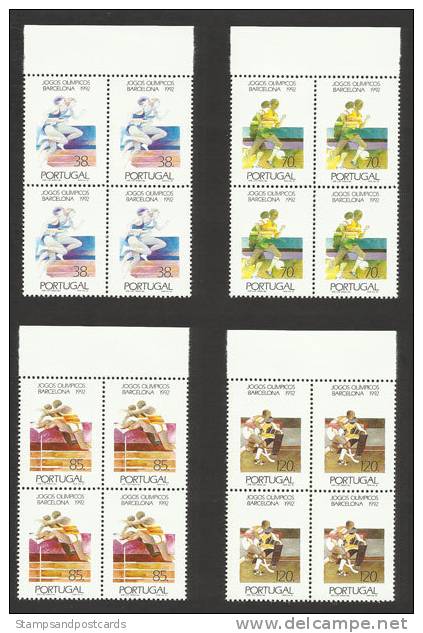 Portugal 1992 Jeux Olympiques Barcelona Football Hockey Athlétisme X 4 ** Olympic Games 1992 Soccer Athletics X 4** - Hockey (sur Gazon)