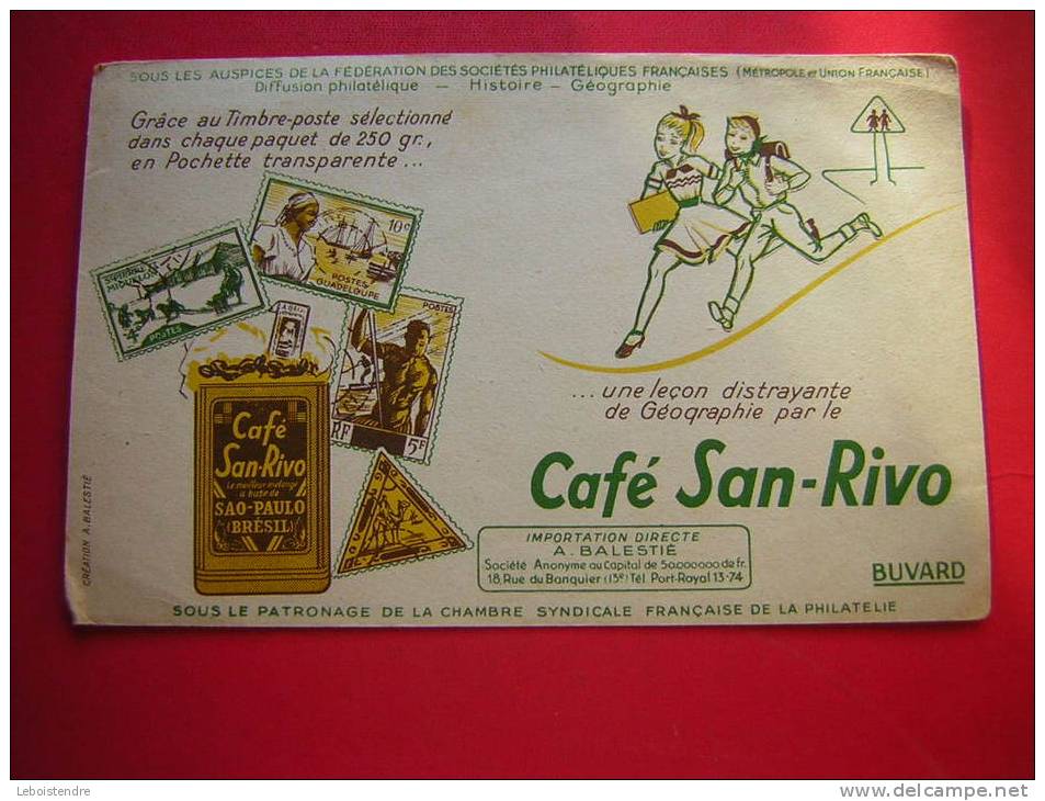 BUVARD-CAFE SAN-RIVO -BRESIL -UNE LECON DISTRAYANTE DE GEOGRAPHIE PAR LE CAFE - Kaffee & Tee