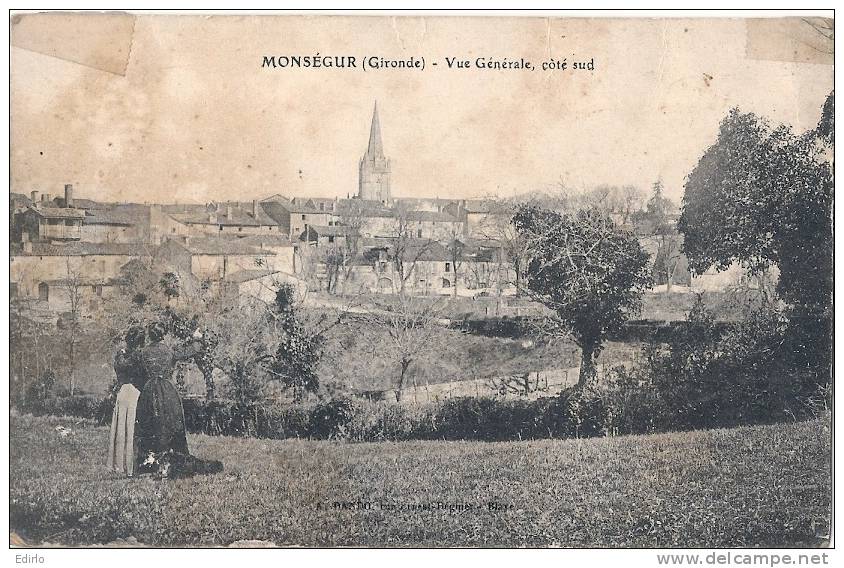 MONSEGUR Vue Générale Côté Sud - Mauvais état - Autres & Non Classés