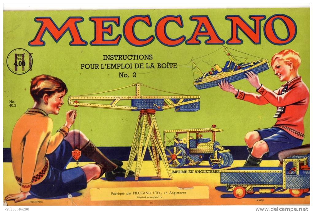 CATALOGUE MECCANO  Boite No 2  ( Imprimé En Angleterre ) - Meccano