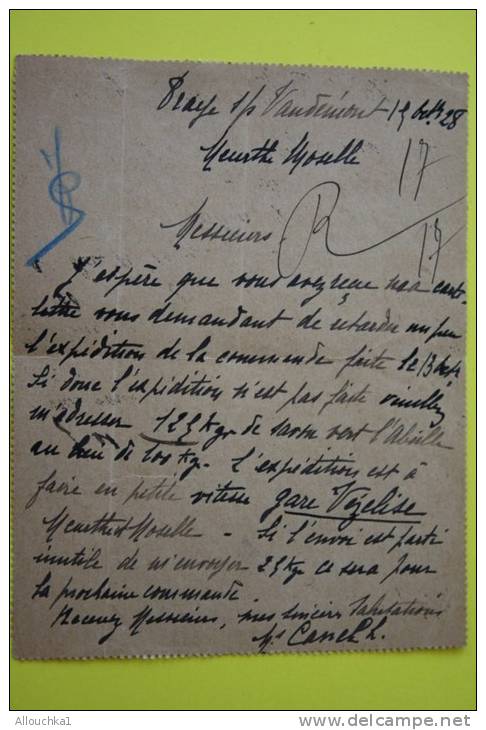 1923 Carte-lettre Entier Postal Postaux:type Semeuse Fond Plein 40c +timbre 10c Rajouté CAD Convoyeur Nancy Pr Marseille - Kaartbrieven