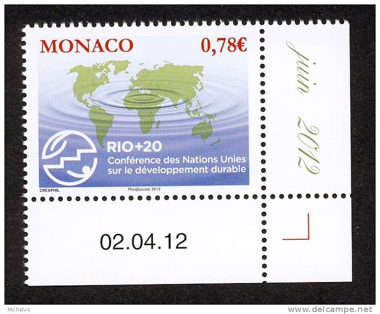 Monaco 2012 - Yv N° 2832 ** - "RIO+20". Conférence Des Nations Unies Sur Le Développement Durable. - Nuevos