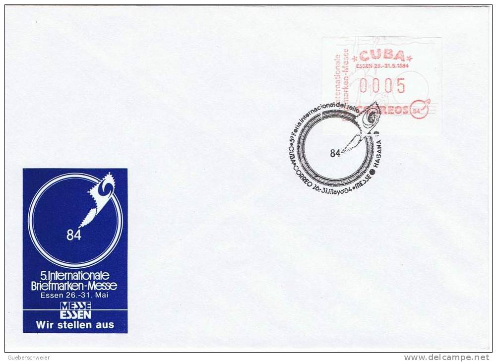 Dist 24 - CUBA Timbres De Distributeur Sur FDC De La Intern. Briefmarken Messe à Essen Du 31/05/84 - Frankeervignetten (Frama)