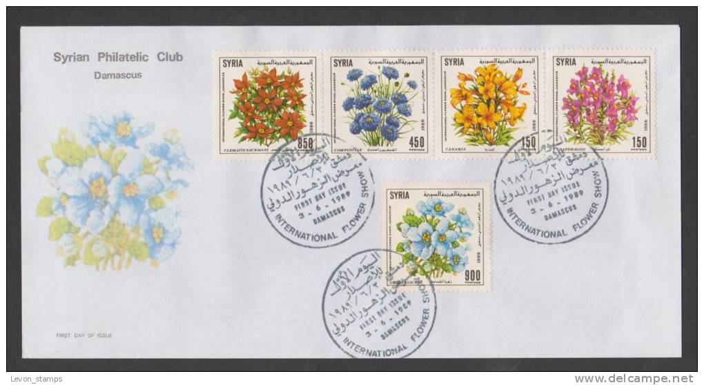 Syria,International Flower Show, Damascus1989,5 Stamps.FDC. - Syrie