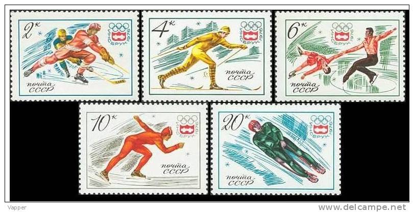 Olympic 1976 USSR MNH 5 Stamps Mi 4444_48 12th Winter Olympic Games. Innsbruck.Hockey, Skiing, Figure Skating, Skating - Hiver 1976: Innsbruck