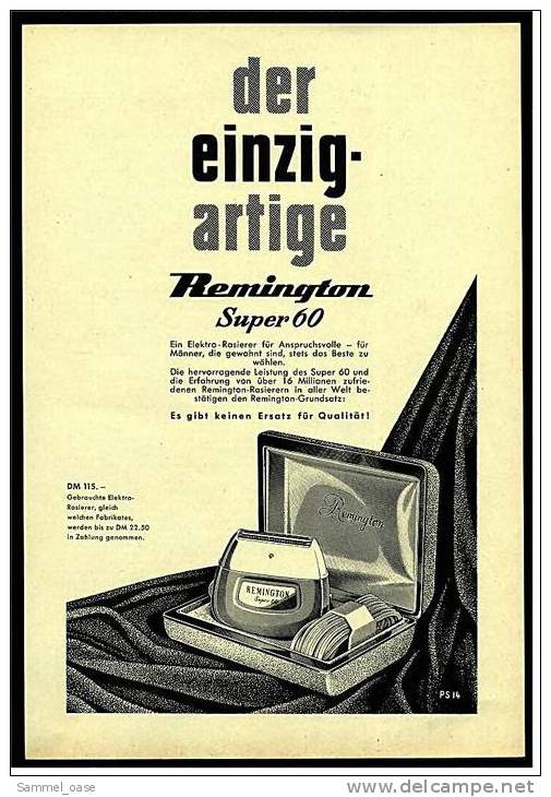 Reklame Werbeanzeige 1956 ,  Remington Elektro-Rasierer Super 60 - Altri Apparecchi