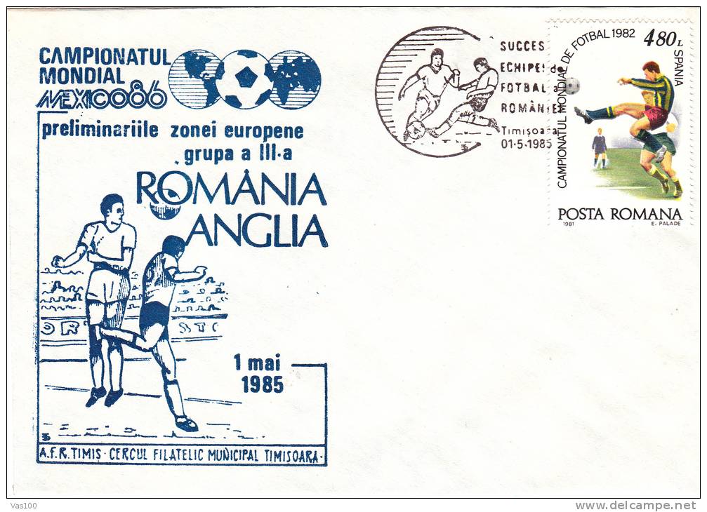 WORLD CHAMPIONSHIP FOOTBALL MEXIC, 1986, SPECIAL COVER, OBLITERATION CONCORDANTE, ROMANIA - 1986 – Mexico