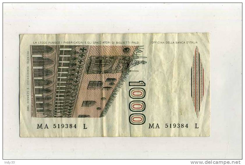 - ITALIE . 1000 L. 1982 - Other & Unclassified