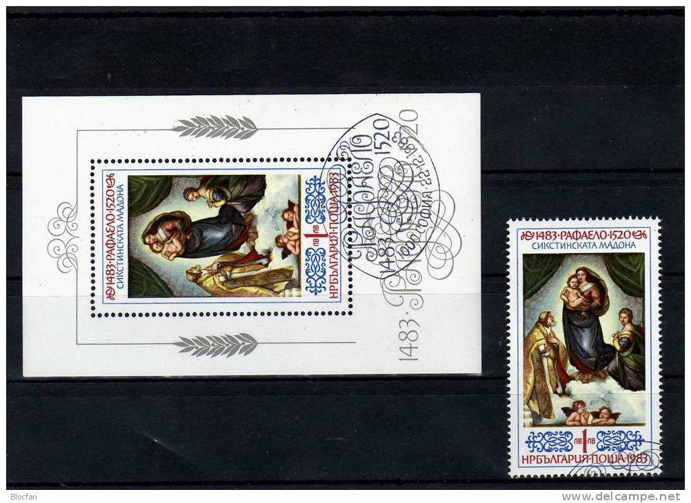 500.Geburtstag Maler Raffael Bulgarien 3225 Plus Block 138 O 4€ Gemälde Madonna Bf Painting Bloc Art Sheet Of Bulgaria - Schilderijen