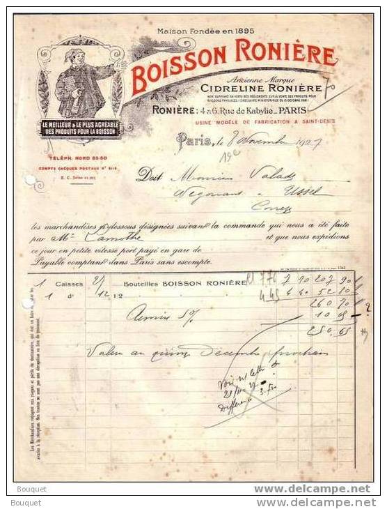 PARIS - BOISSON RONIERE , CIDRELINE - 4 & 6 , RUE DE KABYLIE - 1921 - 1900 – 1949