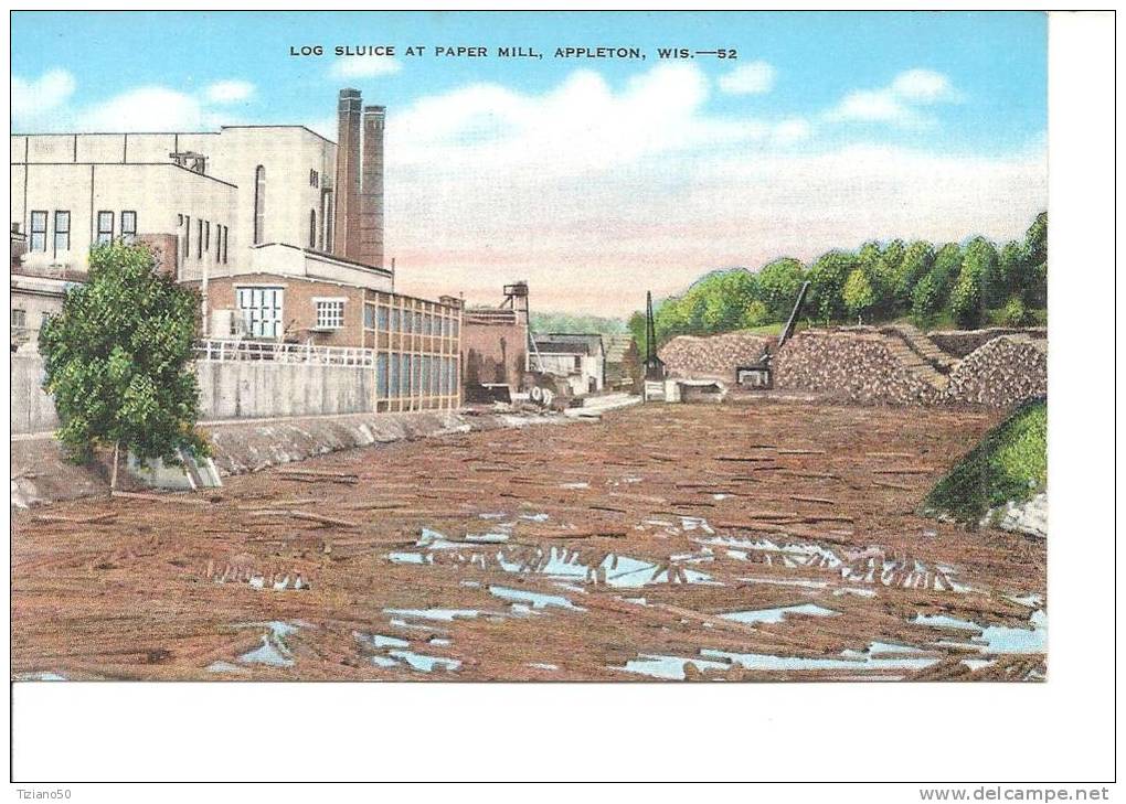 APPLETON ,WIS.LOG SLUICE AT PAPER MILL -B1062.FP - Appleton