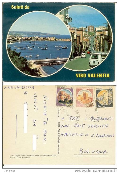 Vibo Valentia: Saluti (2 Vedute). Cartolina Anni '70 Viaggiata 1985 - Vibo Valentia