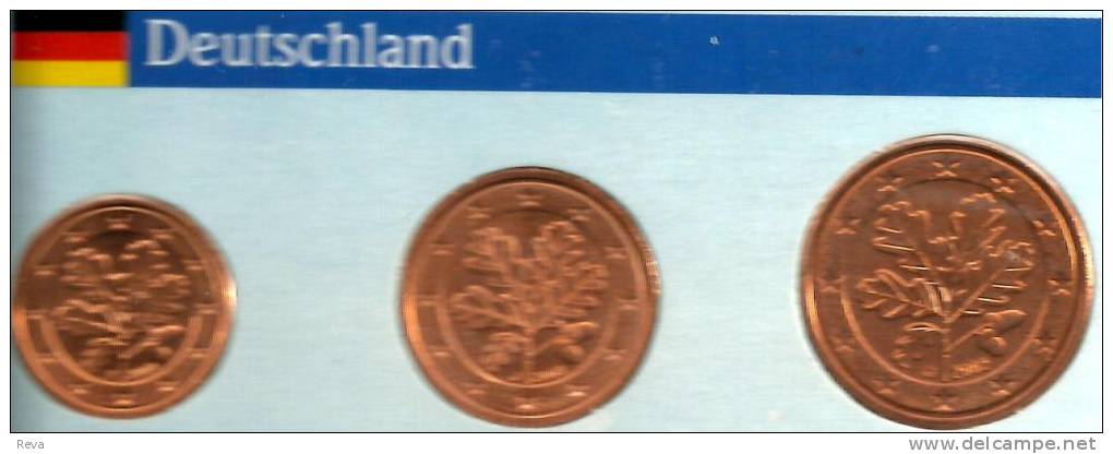 GERMANY SET OF 3 EURO 1 ,2 & 5 CENTS COINS MOTIF FRONT STANDARD BACK 2002 UNC  READ DESCRIPTION CAREFULLY !!! - Collections