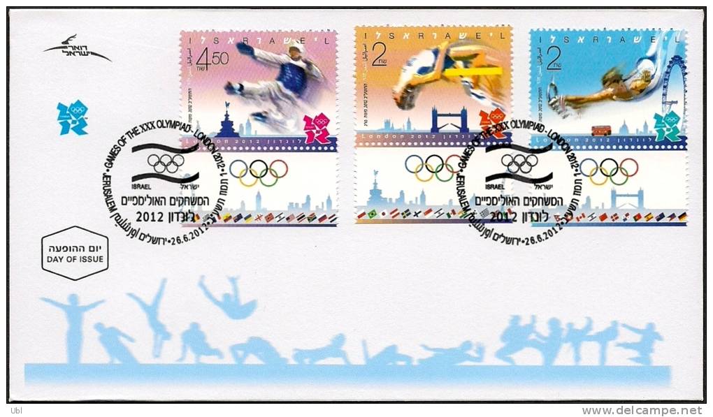 ISRAEL - 2012 - London 2012, The 30th Summer Olympic Games - A Set Of 3 Stamp With Tabs - FDC - Summer 2012: London