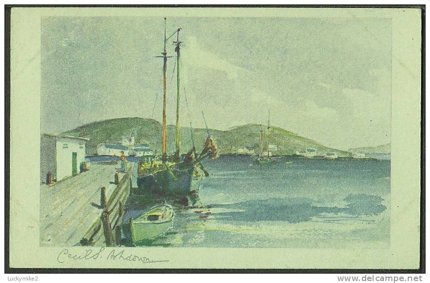 Tuck's  "The Dock, St Anthony, Down North On The Labrador Coast",  C1910,  Signed By  'Cecil S Ashdown'. - Sailing Vessels