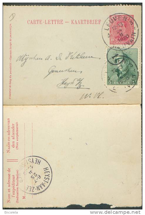 N°167 En Affr. Complémentaire S/E.P. Carte-lettre 10 Centimes Em. 1915 Obl. Sc LEUVEN 3 Du 24-II-1920 Vers HEYST-aan-ZEE - Carte-Lettere