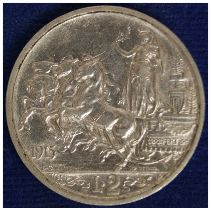 REGNO D'ITALIA VITTORIO EMANUELE III° 2 LIRE 1915 ARGENTO BB+ #5373 - 1900-1946 : Victor Emmanuel III & Umberto II