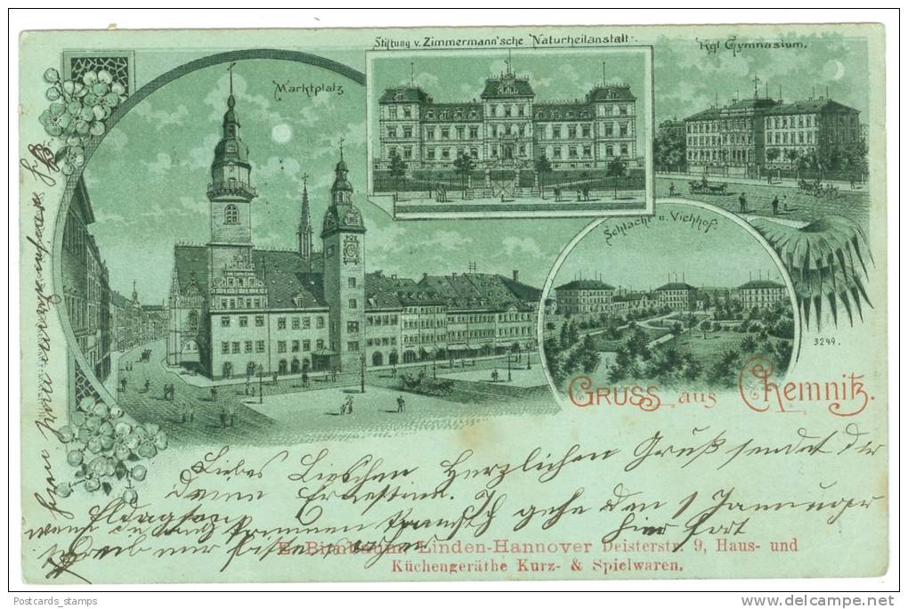 Chemnitz, Mondschein-AK, 1903 - Chemnitz